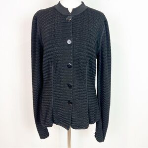 ARMANI COLLEZIONI BLACK KNIT BUTTON FRONT BELL SLEEVE CARDIGAN SWEATER SZ 6